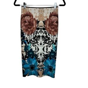 Pinko Floral Pencil Skirt Zip Back Italy US 2